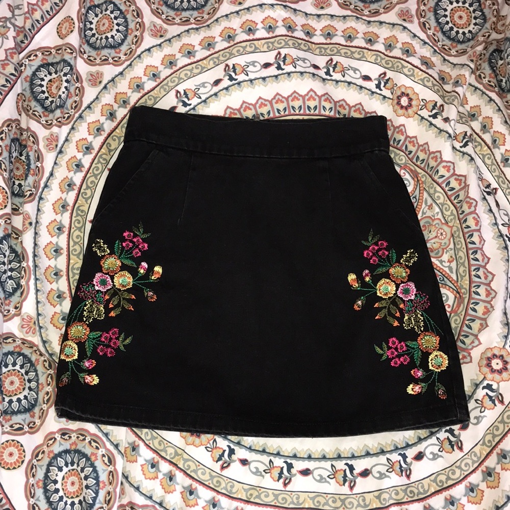 Topshop black jean skirt